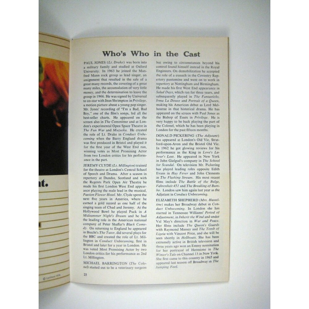 Conduct Unbecoming Playbill Barrymore Theatre 1970 Barrington Jones Clyde - Picture 7 of 8